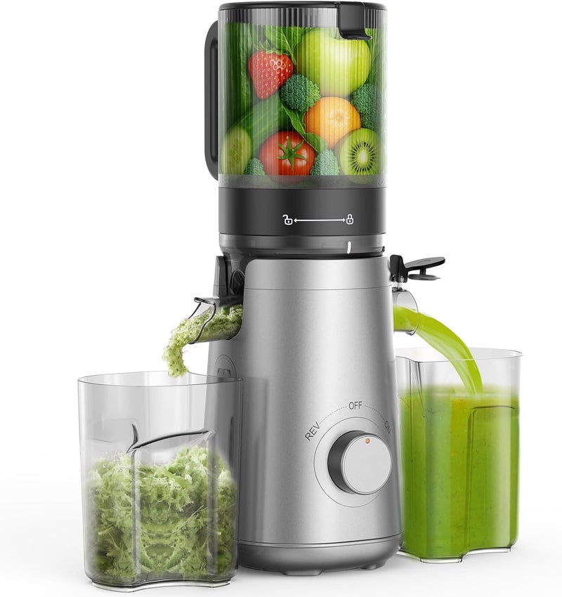 SMALLHOO Juicer Machines, 5.8" Wide Feed Chute Cold Press Juicer for Whole Vegetables & Fruits, High Juice Yield, BPA Free (Slivery) - Image 1